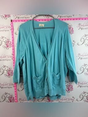 Cotton Ginny Open-Front Cardigan with Pockets Women’s Teal Cover up